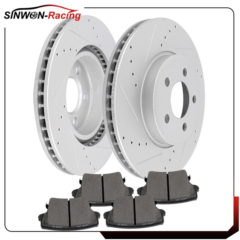 Front Brake Discs Rotors and Ceramic Pads For Dodge Challenger 2012 -2017 Vented