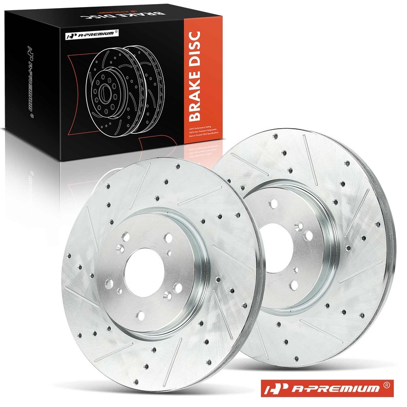 A-Premium Front Side Drilled Brake Rotors for Acura TL 2004-2008 3.2L 3.5L 310mm