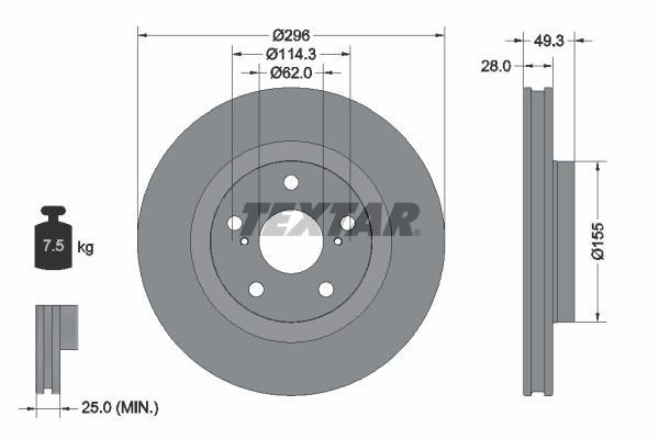 Textar Front Internally Vented Discs & Brake Pads Service Kit Fits Toyota Auris gallery