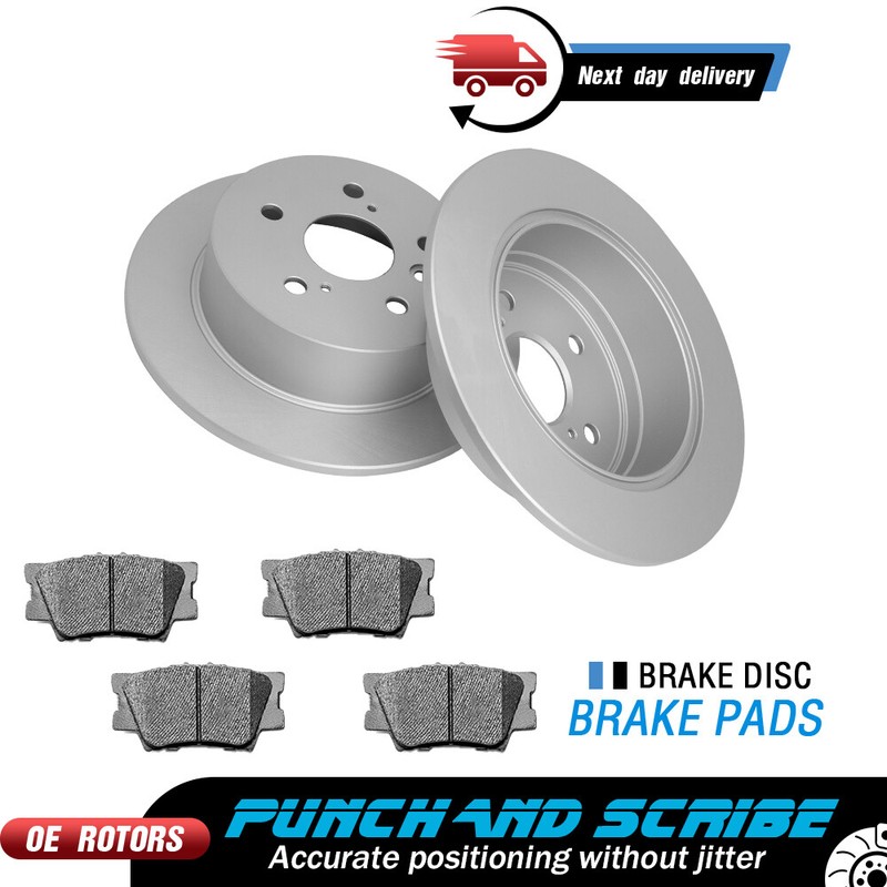 Rear Disc Brake Rotors + Brake Pads for Toyota Camry Avalon ES350