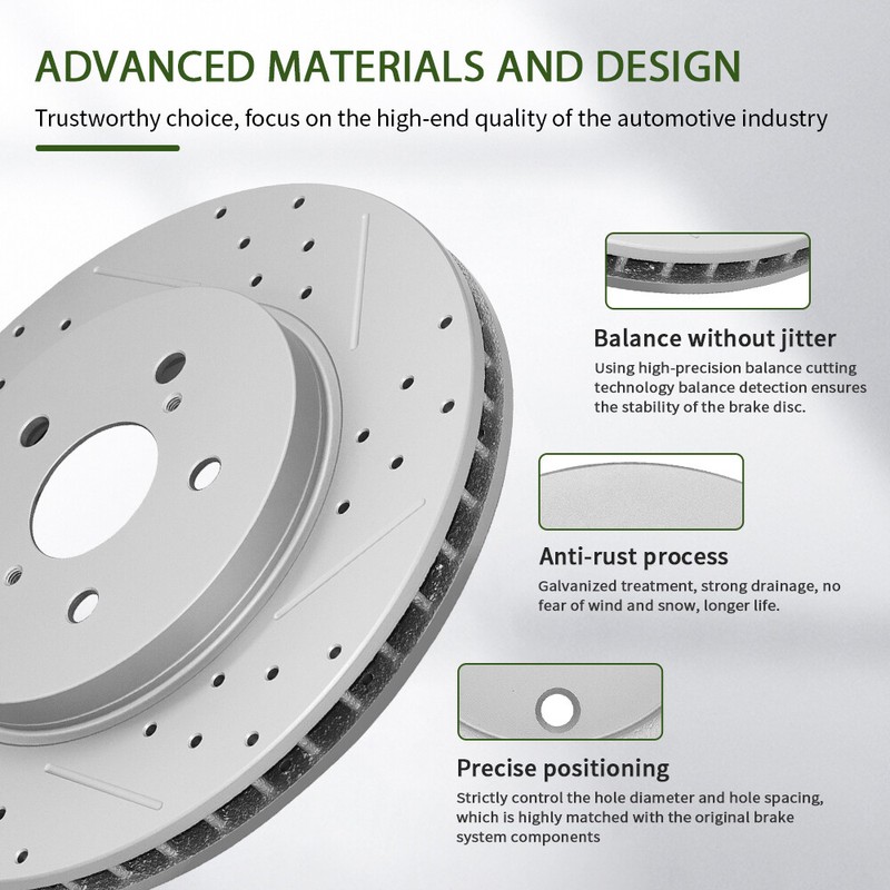 Front Rear Drilled Disc Rotors Ceramic Brake Pads for 2004 - 2008 Nissan Maxima gallery