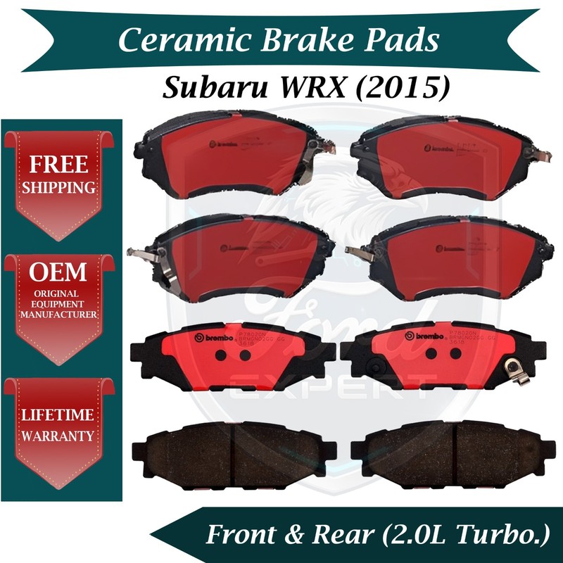 Premium OE Front & Rear Ceramic Brake Pads Kit For 2015 Subaru WRX 9 Yr Warranty