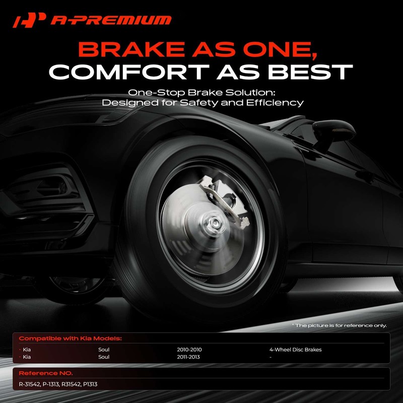 Disc Brake Rotor & Ceramic Brake Pads Rear for Kia Soul 2010 2011-2013 1.6L 2.0L gallery