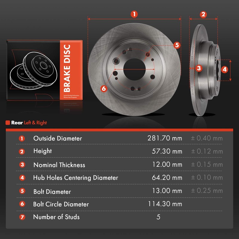 2x Rear Driver & Passenger Side Disc Brake Rotors for Acura RL 2002 2003-2004 gallery