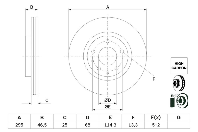 Bosch 0 986 479 H23 Brake Disc for Mazda