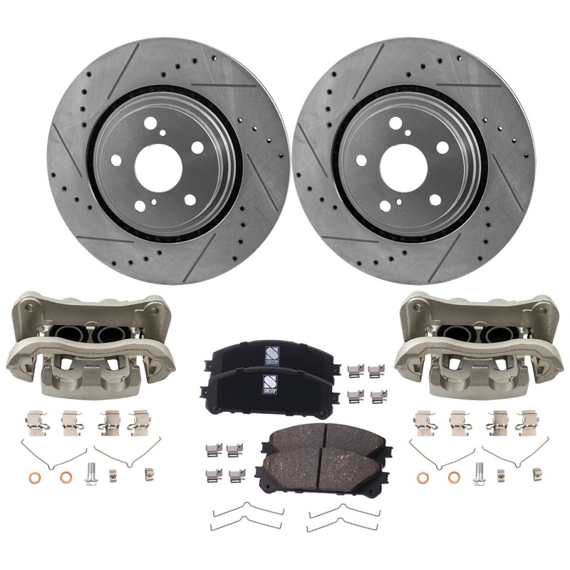 Brake Kit With Calipers 2-Wheel Set Front for Toyota Sienna Highlander RX350