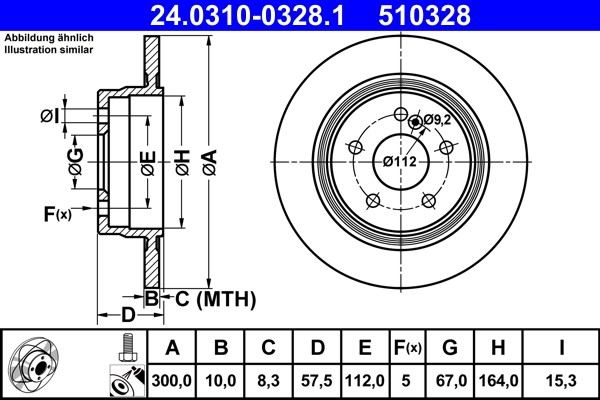 ATE 24.0310-0328.1 Brake Disc for Mercedes-Benz gallery