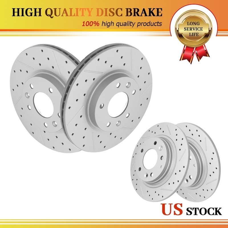 Front & Rear Drilled Brake Rotors for Ford Fusion Mazda 6 Lincoln MKZ Zephyr V6