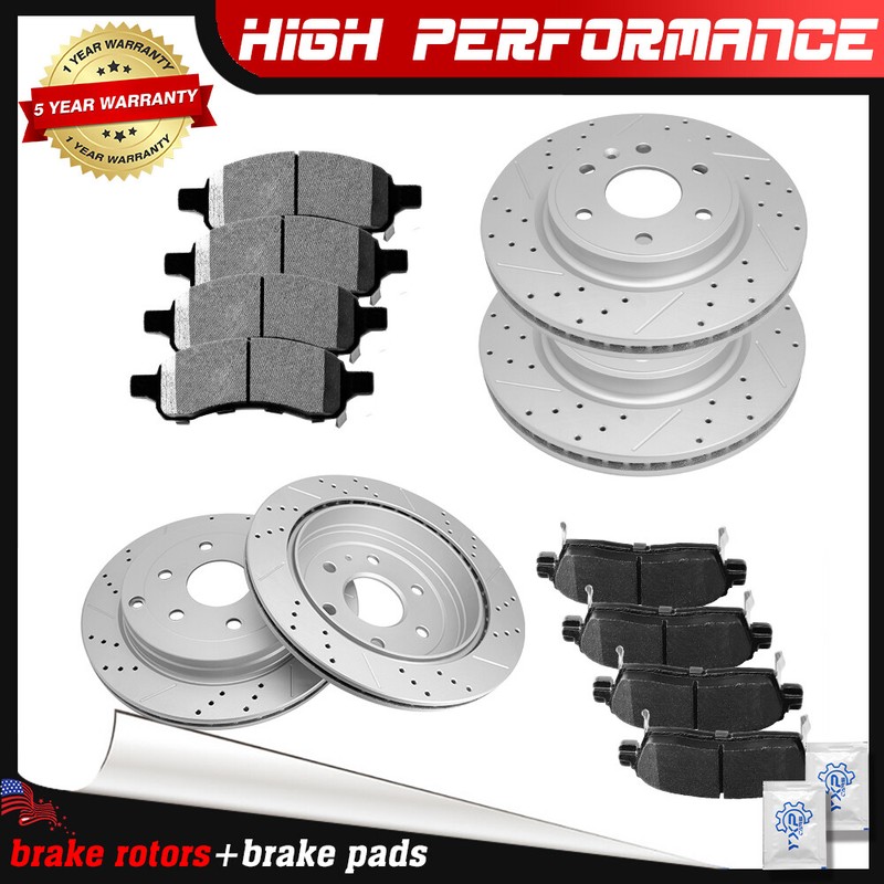 Front & Rear Drilled Rotors + Ceramic Brake Pads Kit for Chevrolet Traverse GMC
