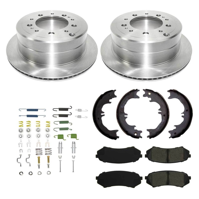 Rear Brake Rotors Pads Shoes Set w/ Hardware For Toyota LandCruiser Lexus LX470