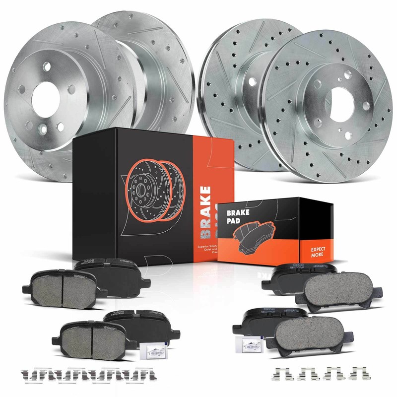Front & Rear Drilled Rotors & Brake Pads for Toyota Avalon 2000 2001-2004 3.0L