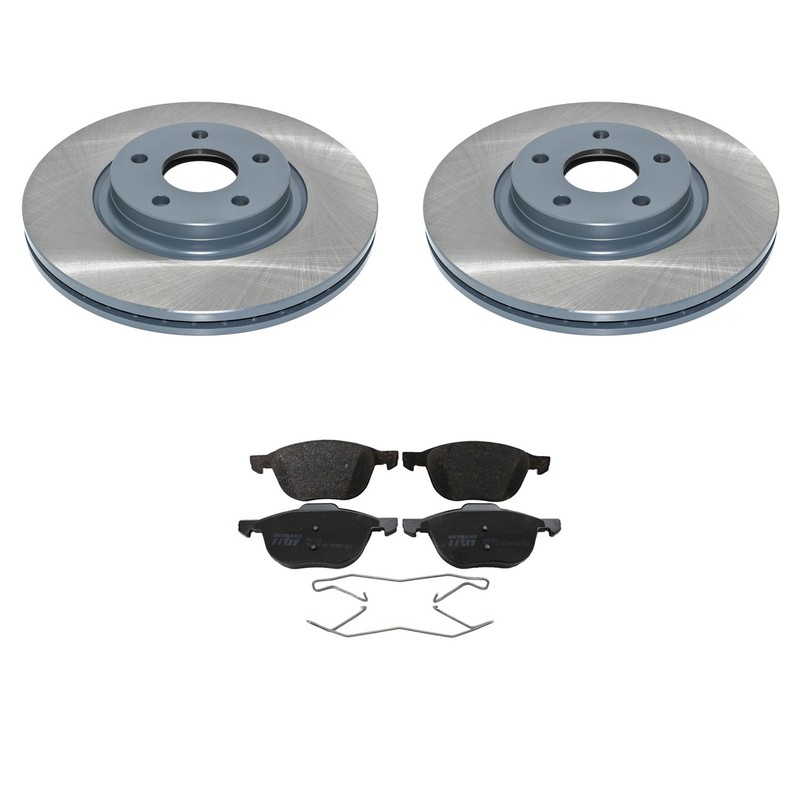 DuraGo Front Rotors TRW Pro Low-Metallic Disc Brake Pads Kit For C-Max Escape L4
