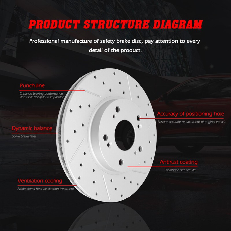 Front & Rear Drilled Slotted Rotors For 2005 2006 2007 2008 - 2012 Pathfinder gallery