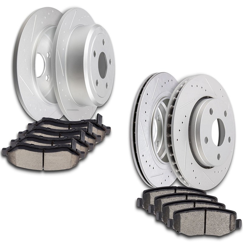 Ceramic Brake Pads And Rotors Front Rear For JEEP WRANGLER 2007-2017 Drilled