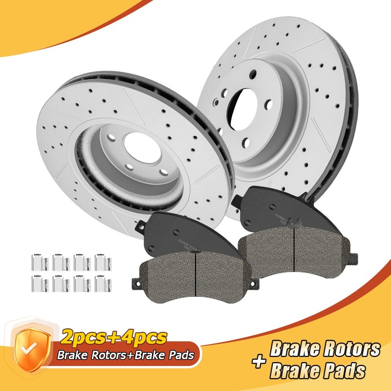 Front Disc Brake Rotors & Ceramic Pads W/Clips for Mercedes-Benz GLK350 GLK250