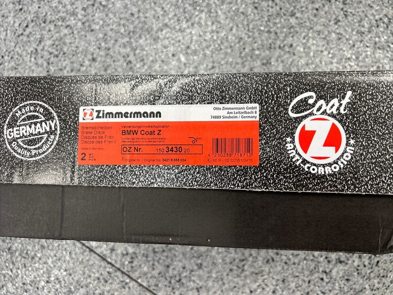 34216855004 ZIMMERMANN REAR BRAKE DISCS (2) gallery