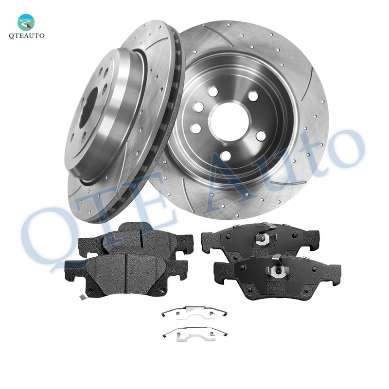 Set 6 Rear 330mm Drilled Brake Rotors-Brake Pad To 2011-2020 Jeep Grand Cherokee