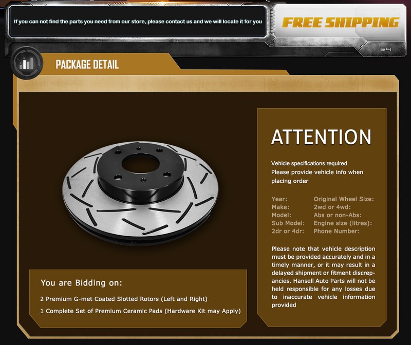 Duraplus Front Coat X-Slot Brake Rotors Ceramic Pads ESX-34159x-CRD555-1 gallery
