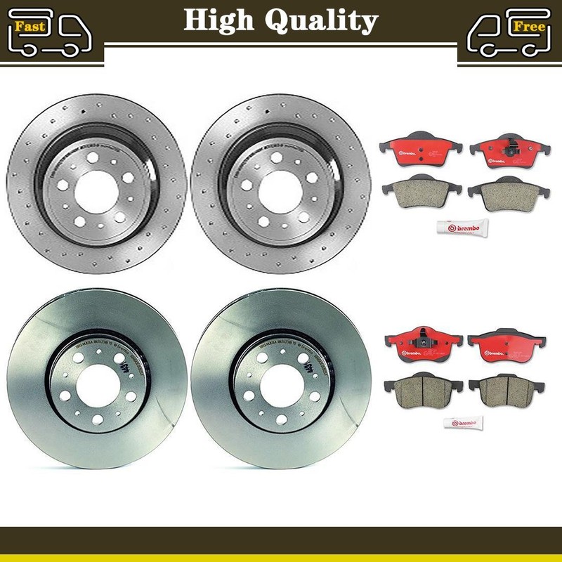 Brake Pads Rotors Set Front Rear Fits Volvo S60 2.5L 2.3L 2.4L Volvo S80 2.5L