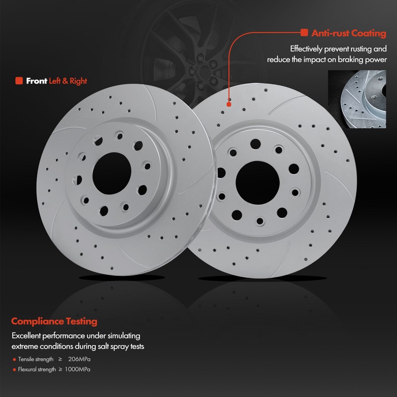 Front Left & Right Brake Drilled Rotor for Jeep Wrangler 2018 2019-2023 330 mm gallery