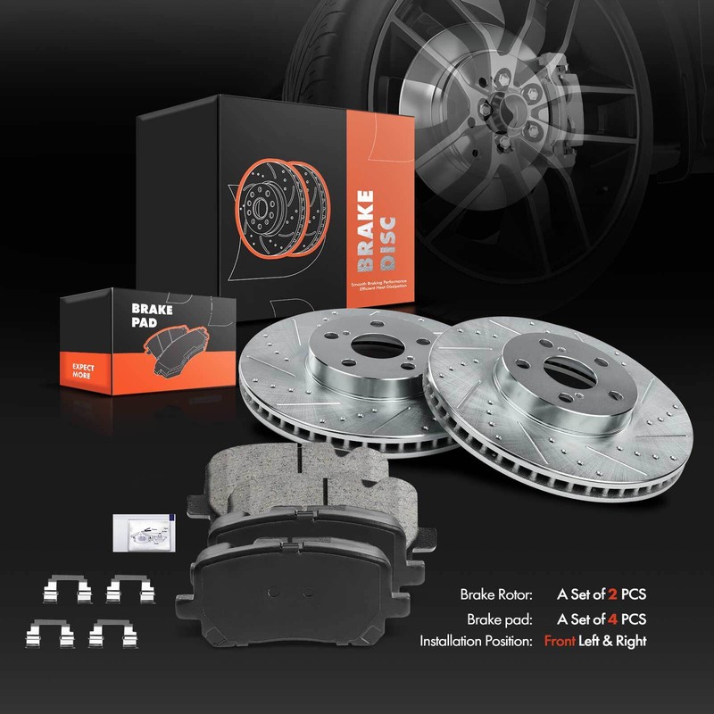 Drilled Rotor & Ceramic Brake Pads for Toyota Corolla Matrix Pontiac Vibe Front gallery