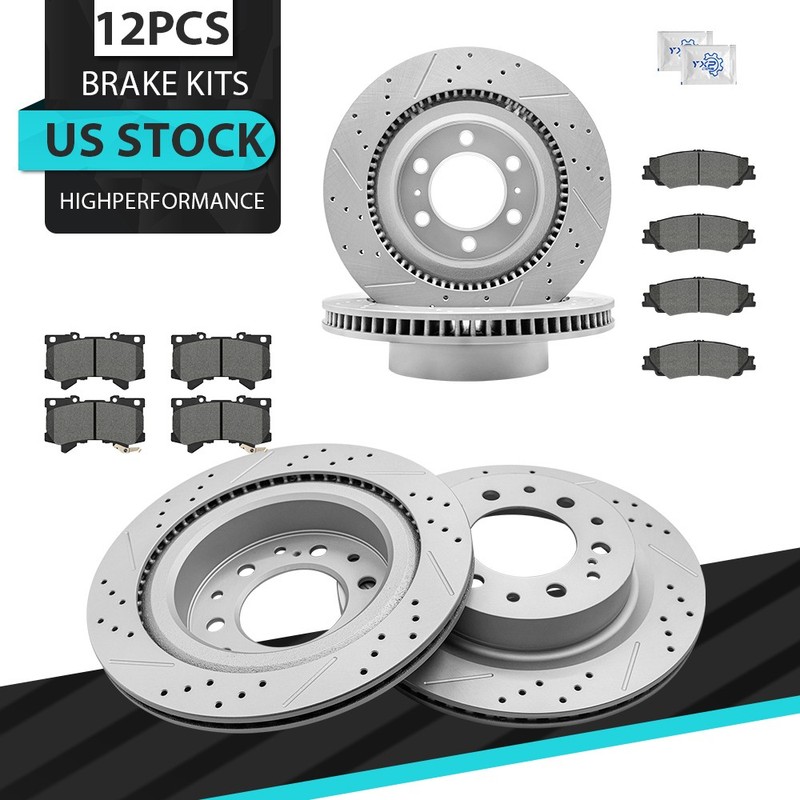 For Toyota Tundra Sequoia Lexus LX600 Front and Rear Disc Rotors Brake Pads Kit