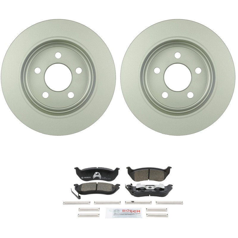 Bosch Rear Quietcast Rotors Ceramic Disc Brake Pad Kit For Liberty TJ Wrangler