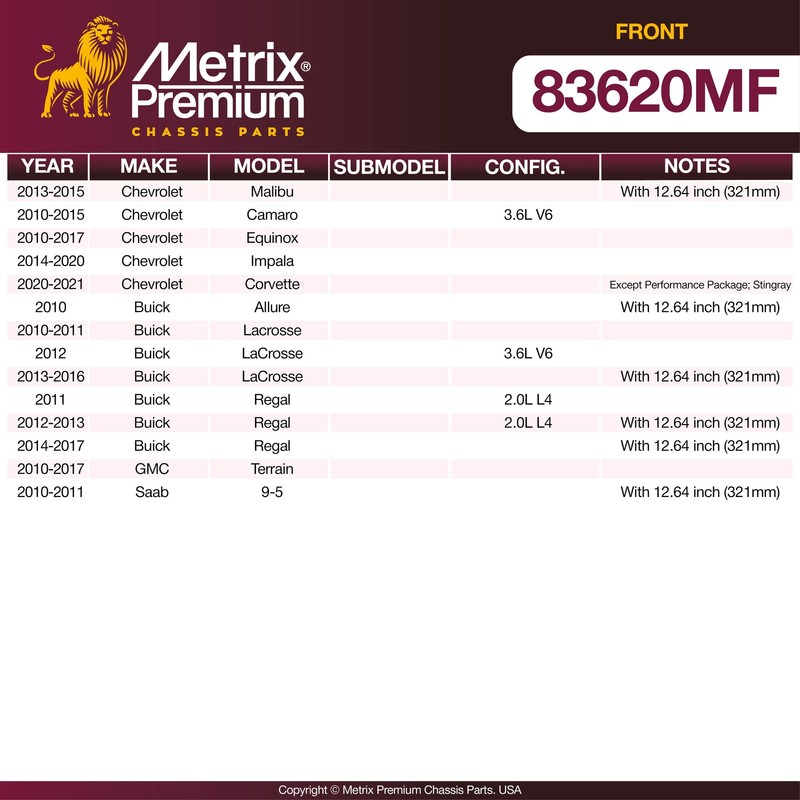 Metrix Premium Front Coated Vented Disc Brake Rotor Fits Chevrolet Equinox gallery