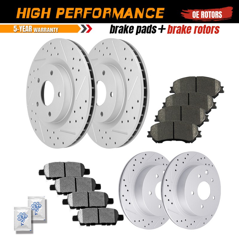 For 2014-2017 Nissan Rogue Brakes Front Rear Brake Rotors + Brake Pads