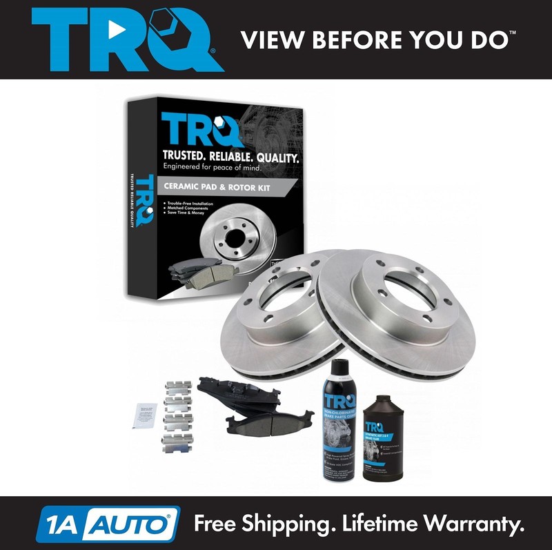 TRQ Front Ceramic Brake Pad & Rotor Kit w/Fluids for 94-96 Bronco F150