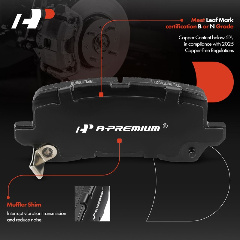 A-Premium 6x Rear Drilled Brake Rotor & Brake Pad for Acura TLX 2015-2019 2020 gallery