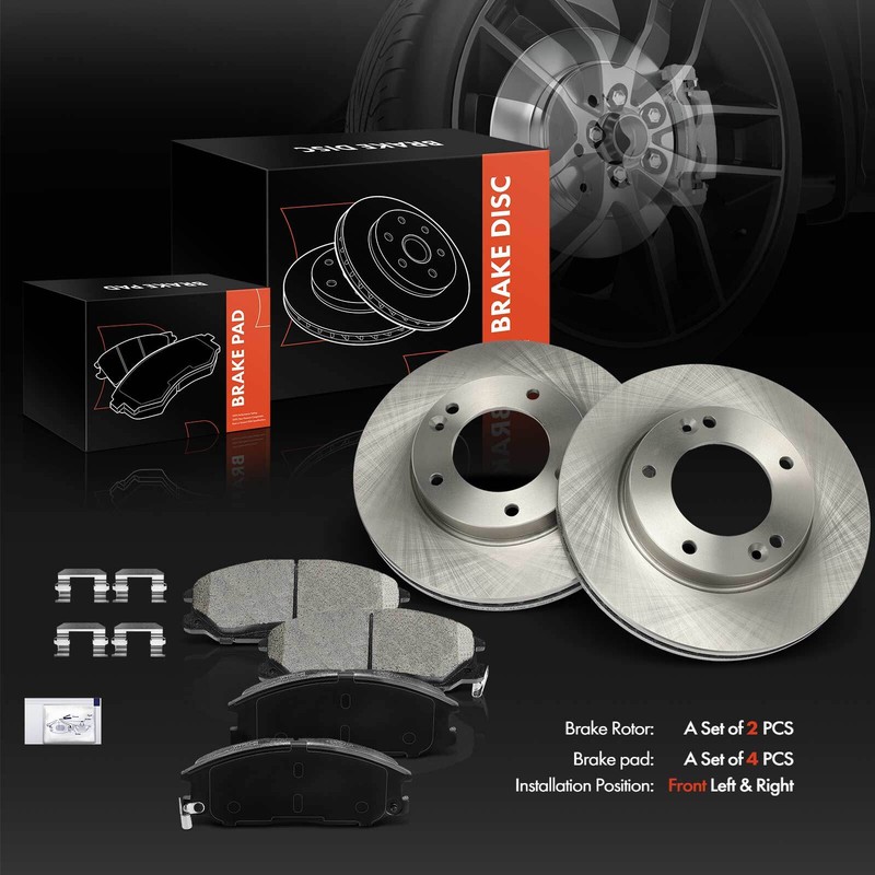 Front Side Disc Brake Rotors & Ceramic Brake Pads for Kia Sorento 2007 2008 2009 gallery