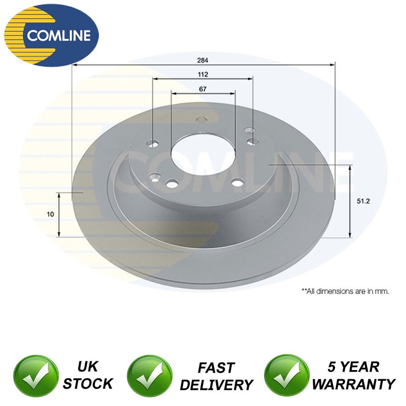 Brake Disc Rear Comline Fits Ssangyong Tivoli 2015- XLV 2016- 1.6 D #1