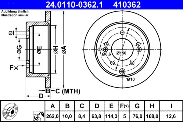 ATE 24.0110-0362.1 Brake Disc for KIA gallery