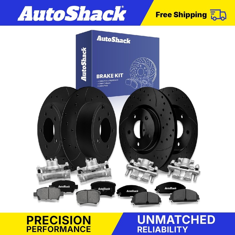 Front Rear Drilled Slotted Brake Rotors Pads Calipers for Chrysler, 200 13-14