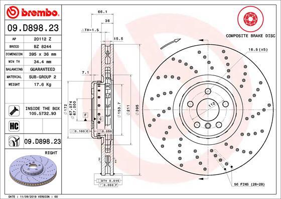 KGF Front Right Brake Disc Fits BMW 5 Series 2016- X5 2018- X6 2019- gallery
