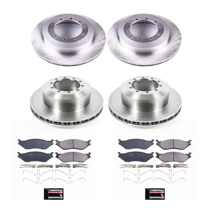 Powerstop 394mm Front 395mm Rear Brake Disc Rotors & Pads Kit for 08-19 Ford F53 gallery