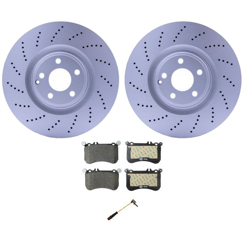Hella Front Rotors Low-Met Disc Brake Pad Kit For C218 CLS550 Base 4Matic Sedan