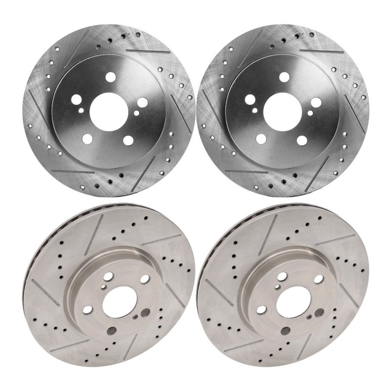 For Toyota Matrix 2009-2014 Brake Discs Front and Rear 4-Wheel Set 5 Pieces Lugs