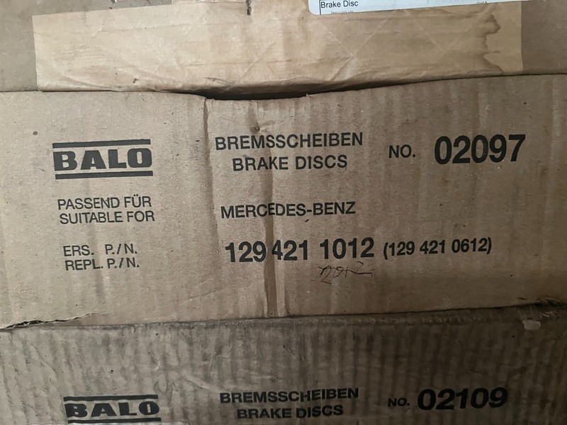 2X BALO 02097 BRAKE DISCS 129-421-10-12 NIB 90-97 MERCEDES SL320 500 300SL 500E
