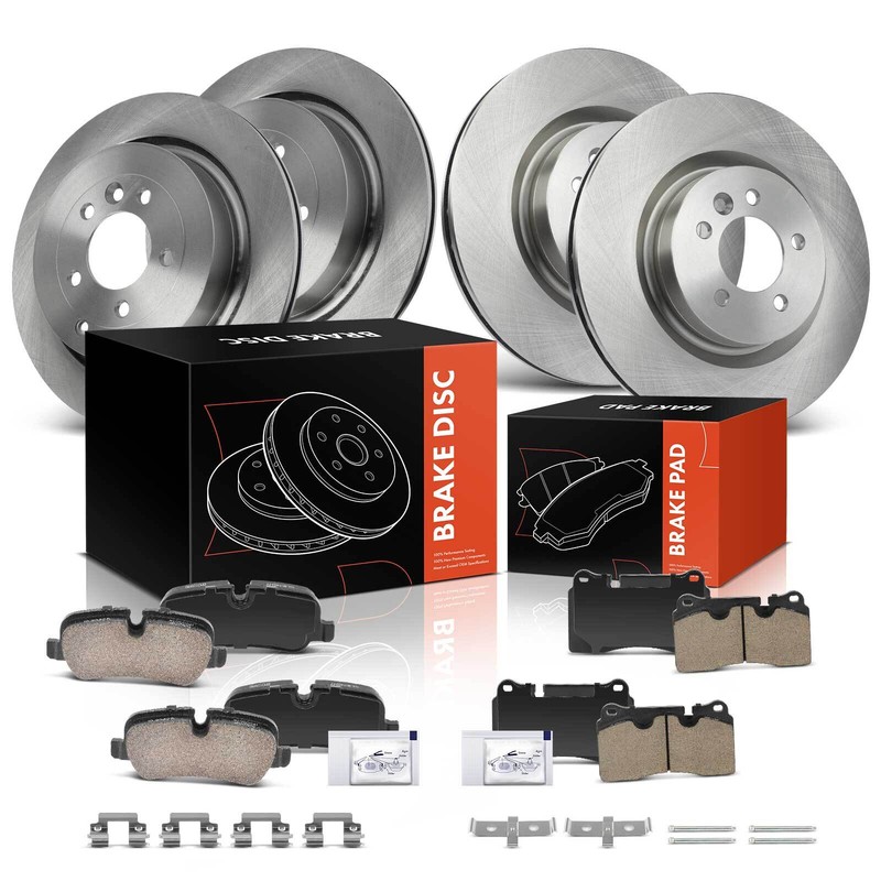 Front & Rear Disc Rotors & Ceramic Brake Pads for Land Rover 14.17″ Front Rotor