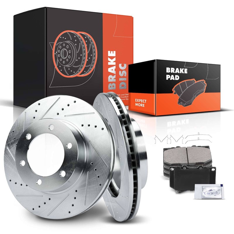 Drilled Brake Rotor & Brake Pad for Toyota Tundra 2000-2003 Sequoia 01-03 Front