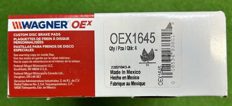 OEX1645 Wagner Disc Brake Pad Set OEX1645 FREE SHIPPING