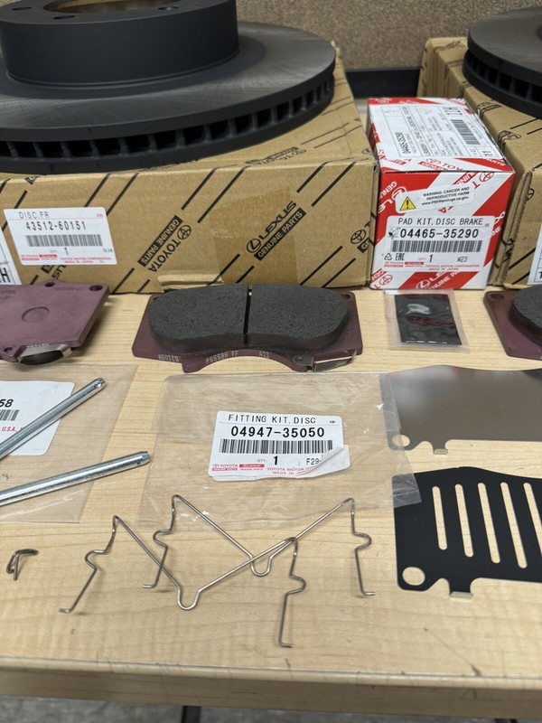 2003-2009 LEXUS GX470 GENUINE OEM FRONT BRAKE ROTORS PAD KIT SHIMS & PINS gallery