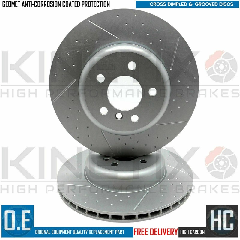 FOR BMW 340i xDrive F30 M SPORT DIMPLED GROOVED REAR BRAKE DISCS PAIR 345mm gallery