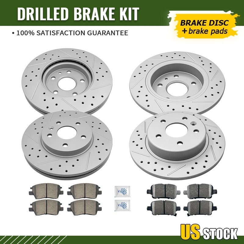Front Rear Brake Rotors Ceramic Pads For 2016-2019 Chevry Cruze Volt Bolt Euv