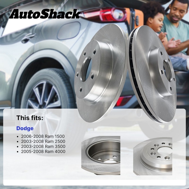 Front Brake Rotors Pair 2 for Dodge Ram 2500 Ram 3500 Van 2006-2008 Ram 1500 V8 gallery