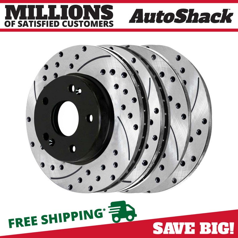 Front and Rear Drilled Brake Rotors Black Set of 4 for Kia Forte5 1.6L 2.0L