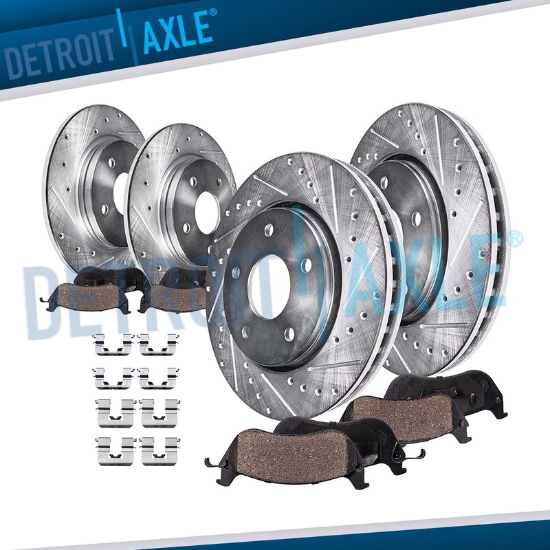8pc Front & Rear Drilled Brake Rotors Ceramic Brake Pads for Hyundai Santa Fe XL