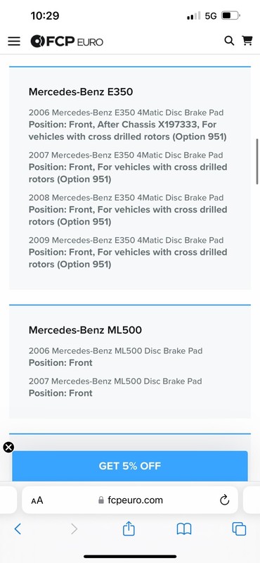 Mercedes Benz Front Brake Pads + Rotors For Ml350 And R-class gallery